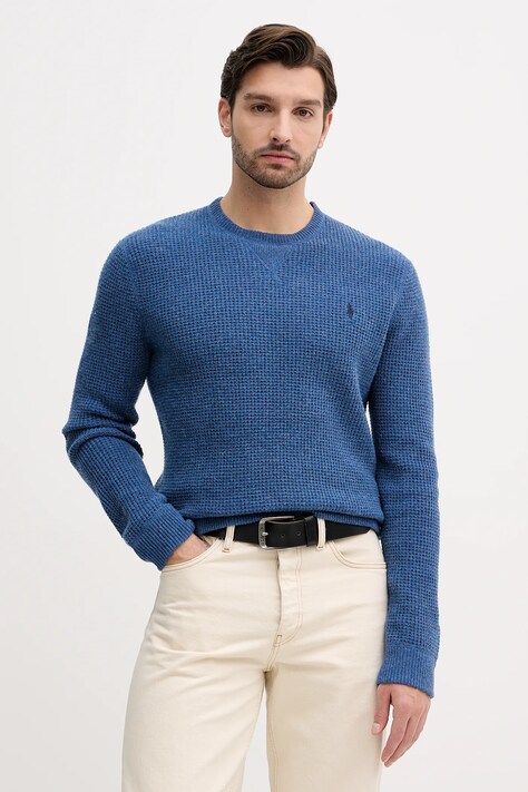 Polo Ralph Lauren sweter z dodatkiem wełny męski kolor niebieski 710P04307