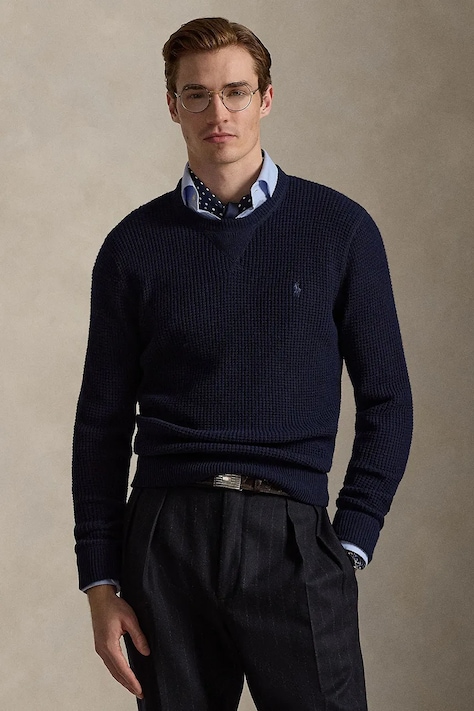Πουλόβερ με προσθήκη μαλλιού Polo Ralph Lauren χρώμα: ναυτικό μπλε, 710P04307