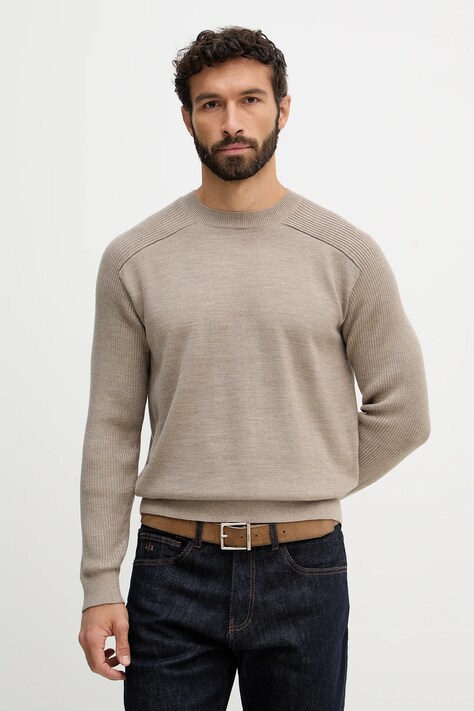 Armani Exchange sweter z dodatkiem wełny męski kolor beżowy lekki XM002825 AF10348