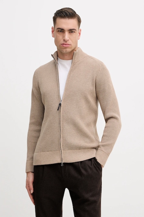 Hackett London kardigan z dodatkiem wełny męski kolor brązowy HM7000110