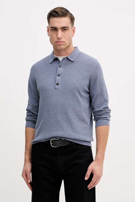 Hackett London sweter z dodatkiem wełny męski kolor niebieski lekki HM7000112