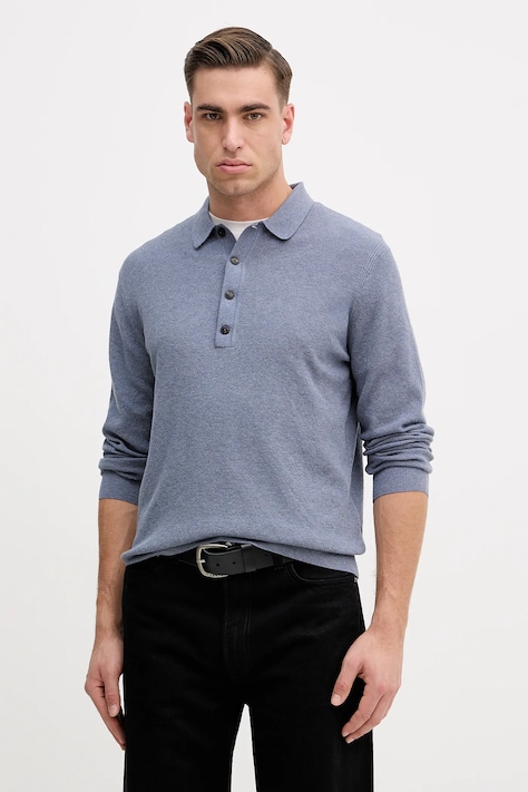 Hackett London sweter z dodatkiem wełny męski kolor niebieski lekki HM7000112