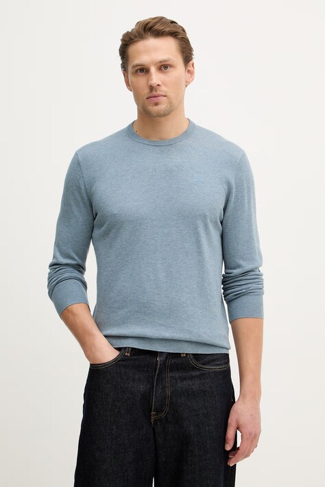 Hackett London sweter z dodatkiem jedwabiu męski kolor niebieski lekki HM7000114