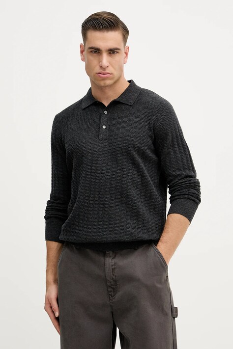 Barbour sweter z dodatkiem wełny Smeaton męski kolor szary lekki MKN1704