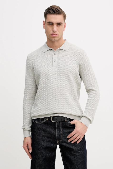 Barbour sweter z dodatkiem wełny Smeaton męski kolor szary lekki MKN1704