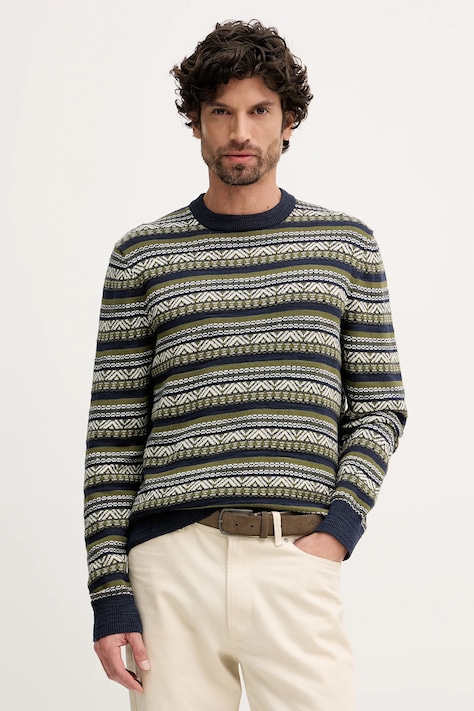 Barbour sweter bawełniany męski kolor granatowy lekki MKN1705