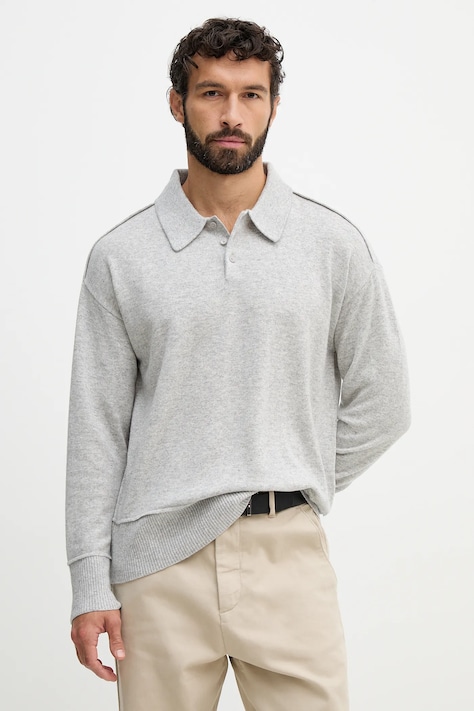 Michael Kors sweter wełniany męski kolor szary lekki CR660J5JWU