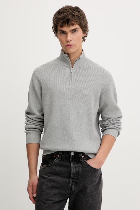 Levi's sweter bawełniany LIGHTWEIGHT HM QUARTER ZIP męski kolor szary 0058U