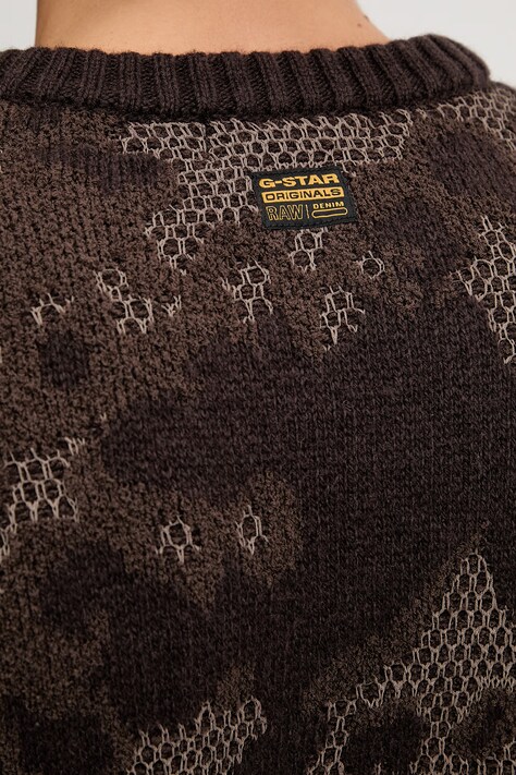 Светр із додаванням вовни G-Star Loose jacquard — SS26-SWM052, коричневий — фото 4