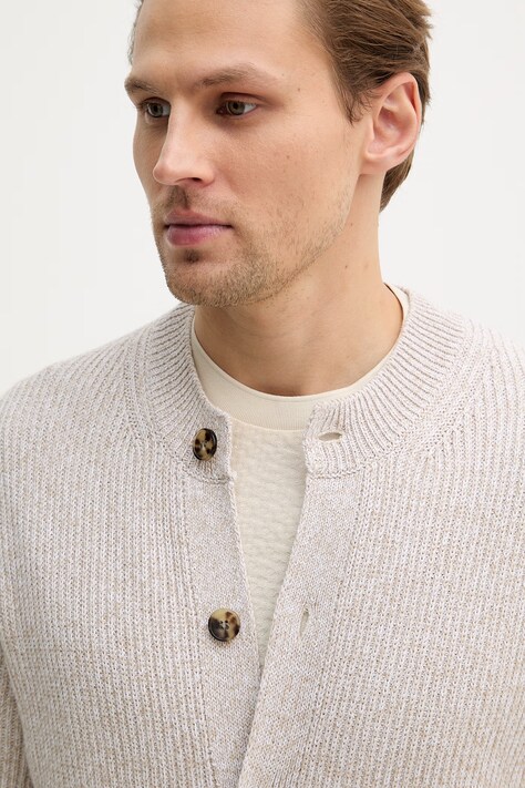 Sisley kardigan bawełniany męski kolor beżowy 10Y2S500M