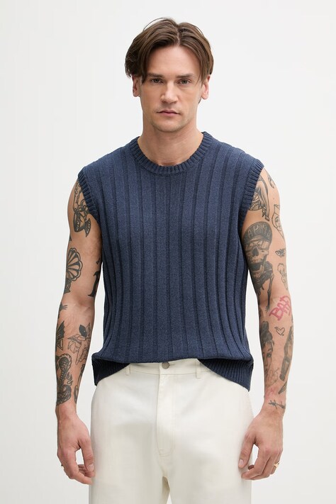 Sisley kamizelka męska z bawełną granatowa 11E2S104P