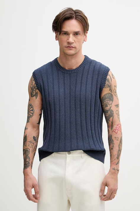 Sisley kamizelka męska z bawełną granatowa 11E2S104P