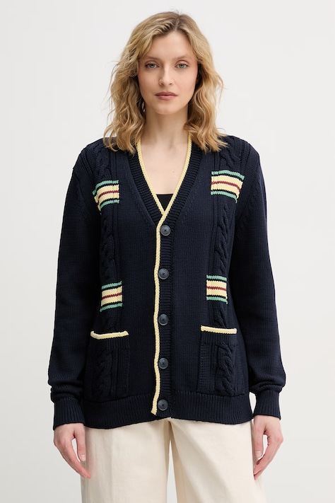 United Colors of Benetton kardigan męski z bawełną granatowy 1ZHHK601W