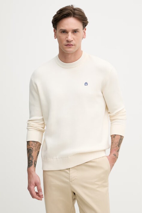 United Colors of Benetton sweter męski bawełniany beżowy 1UAEU10B6