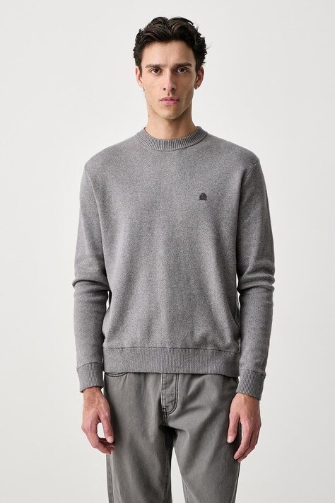 United Colors of Benetton Пуловер мъжки от памук сив 1UAEU10B6