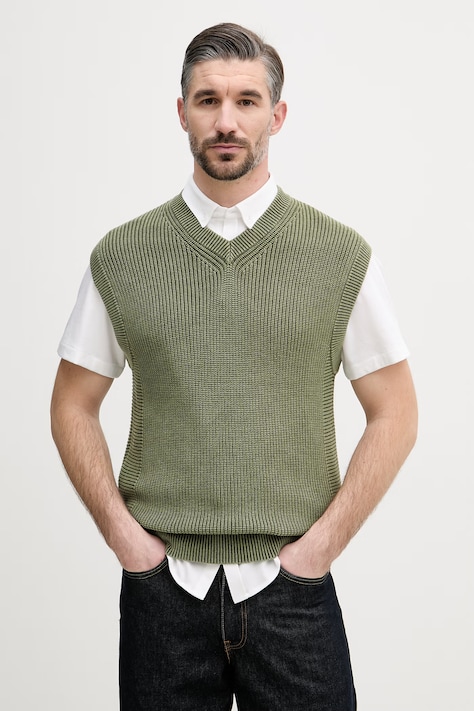 United Colors of Benetton kamizelka męska z bawełną zielona 1VOXU401M