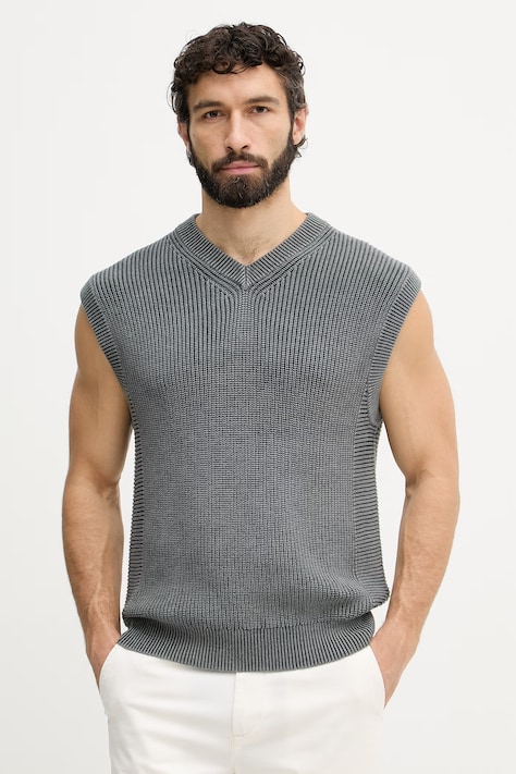 United Colors of Benetton telovnik moški z bombažem siv 1VOXU401M