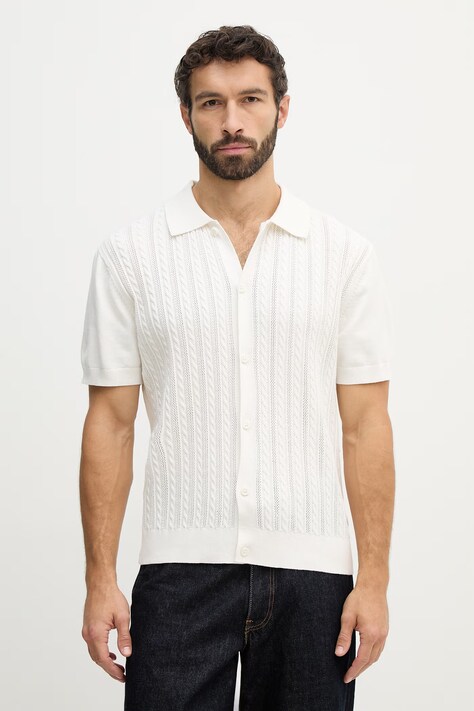 Lindbergh kardigan bawełniany męski kolor beżowy 30.804114