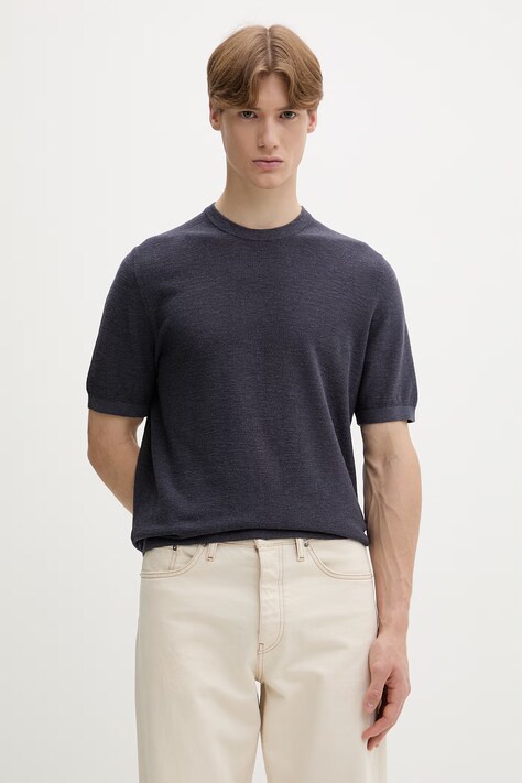 Marc O'Polo T-shirt męski z lnem granatowy 5000012734