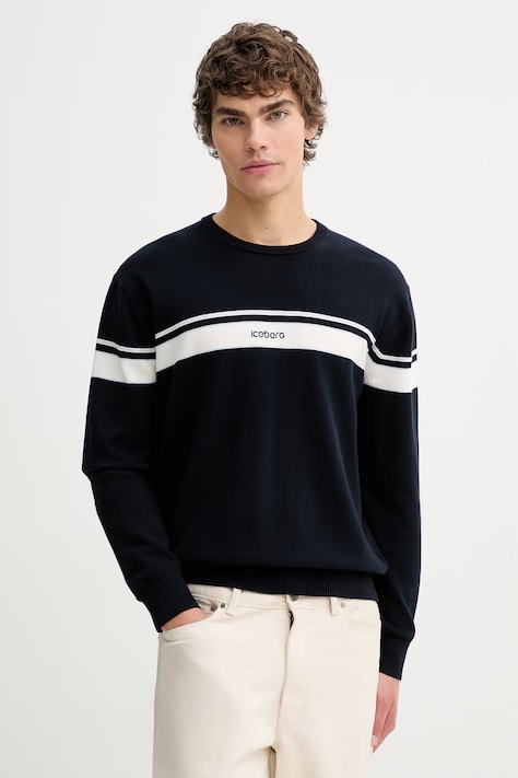 Iceberg sweter bawełniany męski kolor granatowy lekki A003 9505