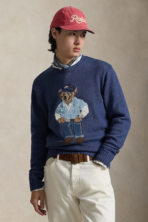 Polo Ralph Lauren sveter pánsky s vlnou modrý 710A13002