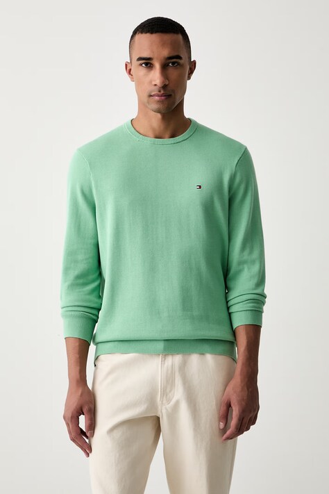 Tommy Hilfiger sweter męski bawełniany zielony MW0MW39999