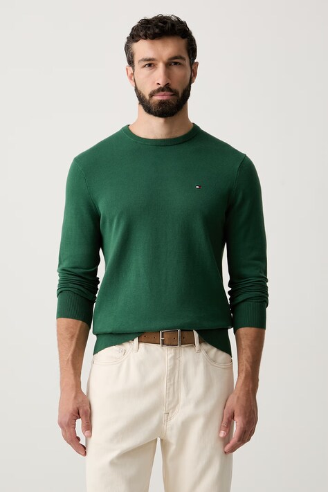 Tommy Hilfiger sweter męski bawełniany zielony MW0MW39999