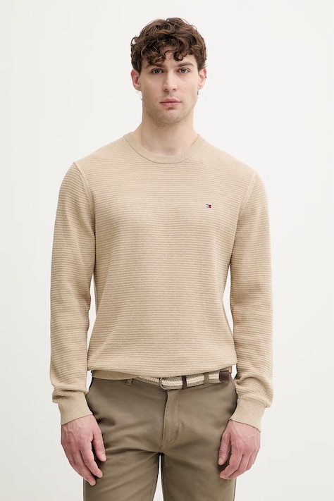 Tommy Hilfiger pulover pentru bărbați, din bumbac bej MW0MW42799
