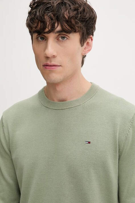 Tommy Jeans sweter męski bawełniany zielony DM0DM22853