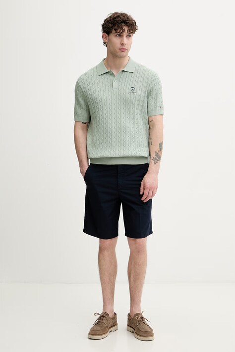 Tommy Hilfiger polo swetrowe męskie bawełniane zielone MW0MW42788