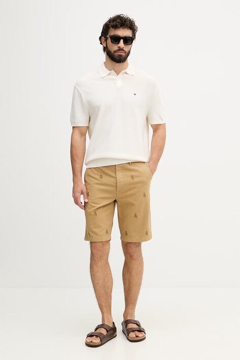 Tommy Hilfiger polo swetrowe męskie bawełniane beżowe MW0MW42795