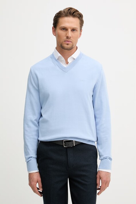 BOSS sweter damski bawełniany niebieski 50556524