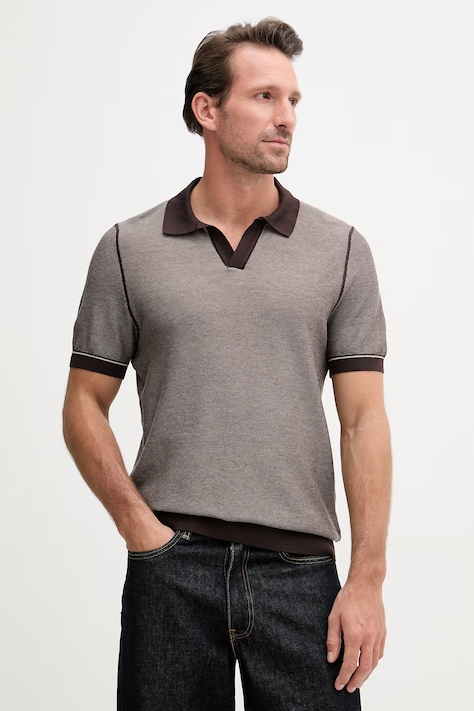 BOSS светр чоловічий з бавовною Narciso коричневий 50560483