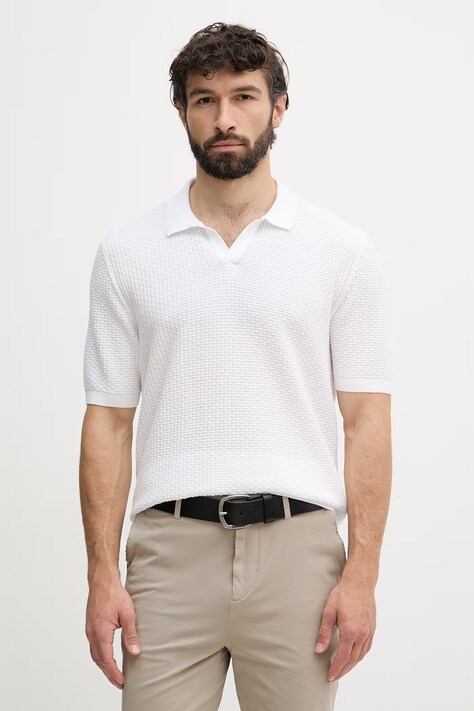 BOSS polo męskie bawełniane Natalo białe 50561613