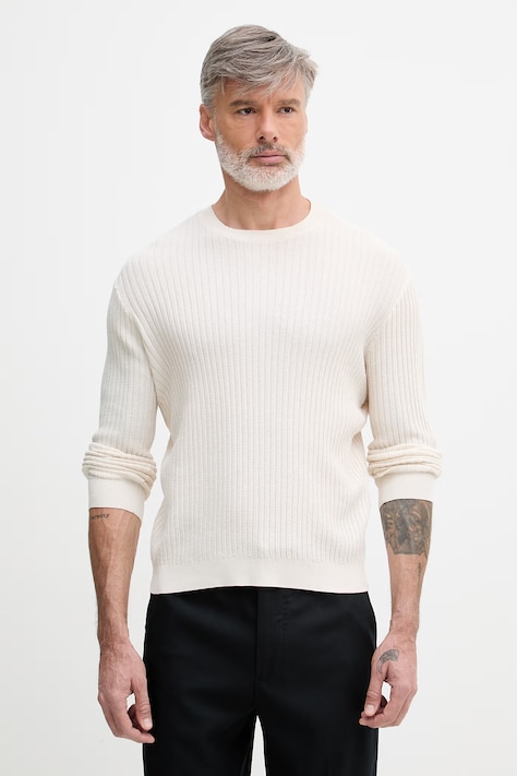 Armani Exchange sweter męski bawełniany beżowy XM002161 AF20139