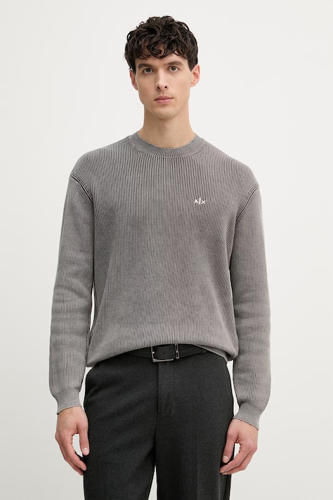 Armani Exchange sweter męski bawełniany szary XM002430