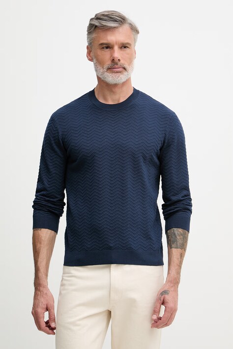 Armani Exchange sweter męski z wiskozą granatowy AF10454