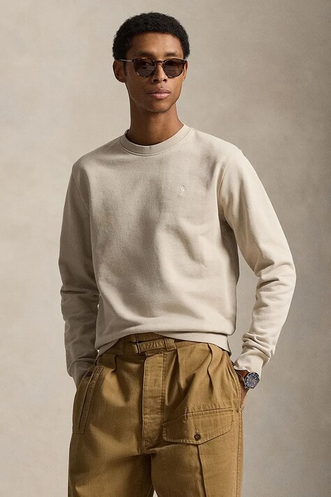 Polo Ralph Lauren bluza bawełniana LOOPBACK TERRY męski kolor szary gładka 710916689025