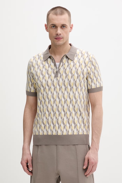 HUGO polo swetrowe męskie Seomo beżowe 50557347