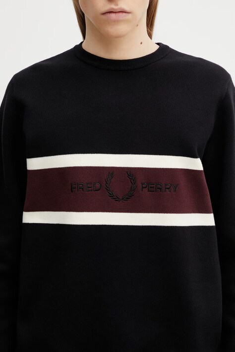 Бавовняний светр Fred Perry — SS26-SWM08J, чорний — фото 4