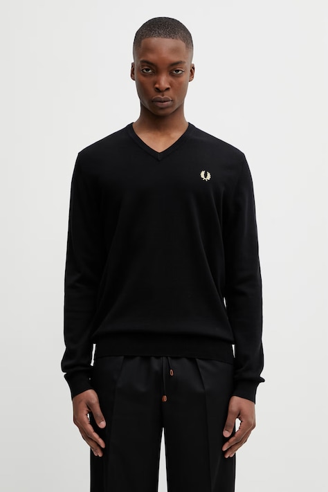 Fred Perry sweter z dodatkiem wełny męski kolor czarny lekki K9600
