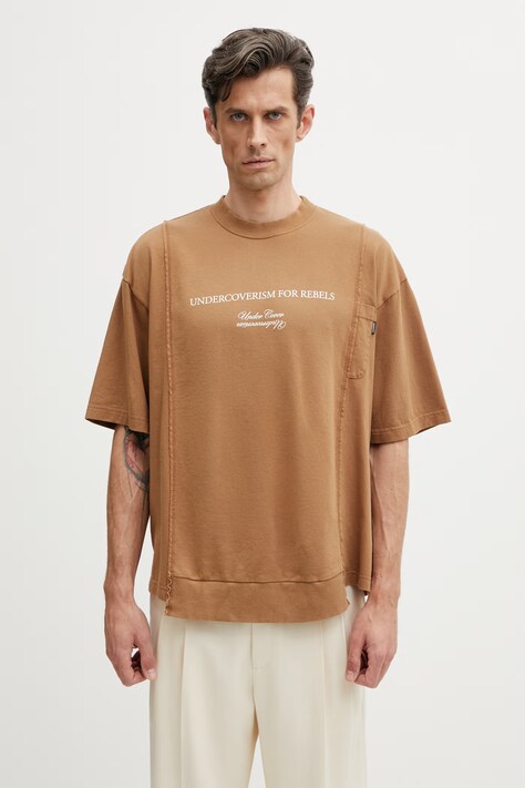 Undercover PULLOVER T-shirt męski bawełniany brązowy UP1F4804