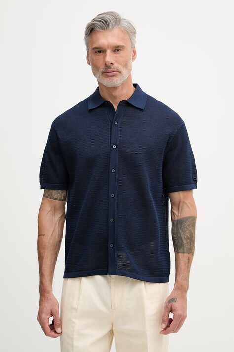 Tommy Hilfiger риза мъжка от памук NEW YORK тъмносиня MW0MW42694