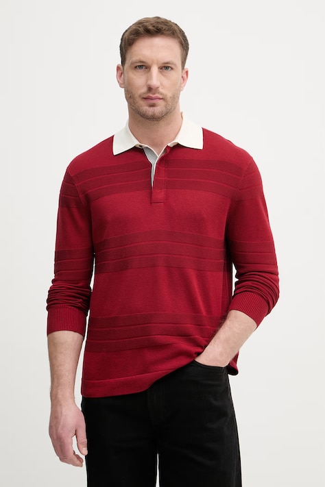 Tommy Hilfiger sveter pánsky s bavlnou burgundský MW0MW40855