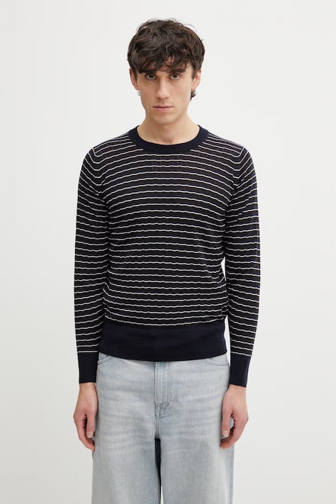 Wales Bonner Ashby sweter wełniany męski granatowy US26KNS4883.WO04.589