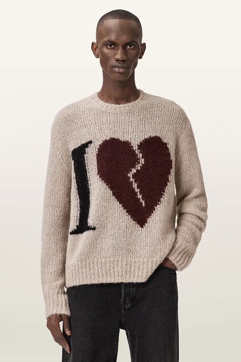 AllSaints sweter męski wełniany LOVER KNIT beżowy M009KE
