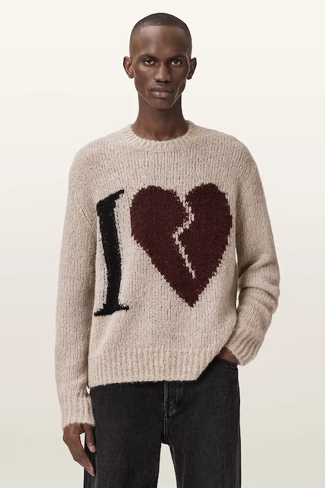 AllSaints sweter męski wełniany LOVER KNIT beżowy M009KE