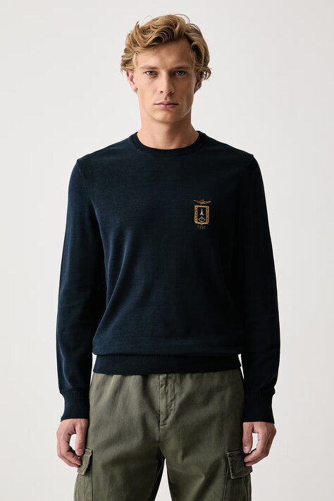 Aeronautica Militare Sweter męski bawełniany granatowy MA1620UL00934