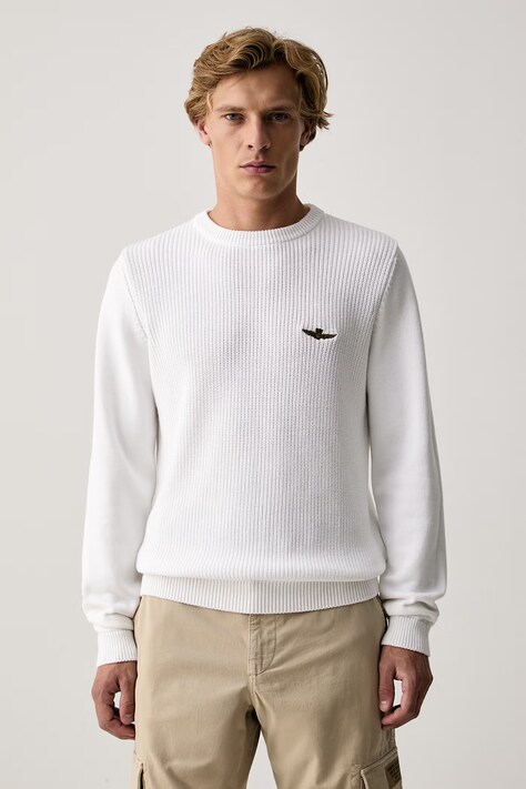 Aeronautica Militare Sweter męski bawełniany biały MA1571UL00940
