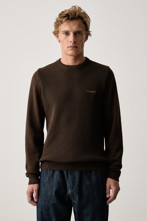 Aeronautica Militare Sweter męski bawełniany brązowy MA1571UL00940